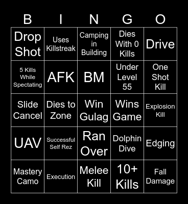 Warzone Bingo Card