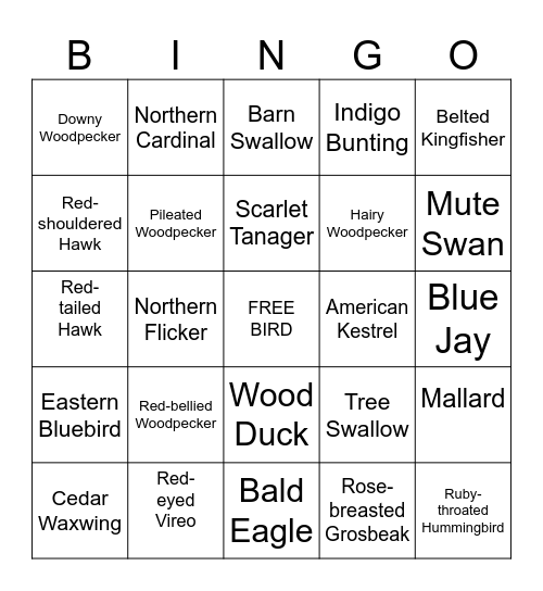 Red, White, and Blue Birds Bingo Card