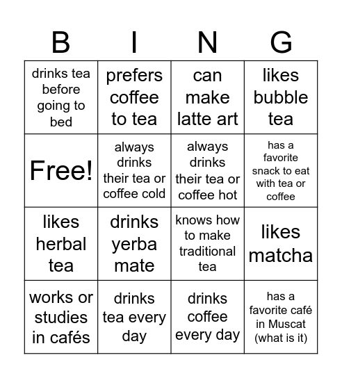 Find someone who... Bingo Card