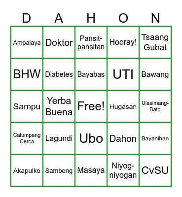 DAHON-DAHAN BINGO! Bingo Card