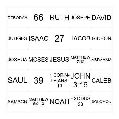 BIBLE BINGO  # 3 Bingo Card