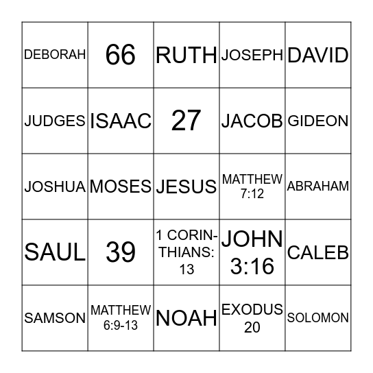 BIBLE BINGO  # 3 Bingo Card