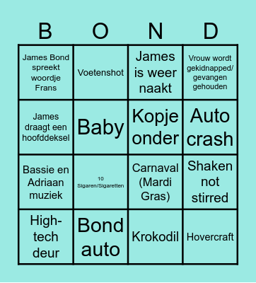 Live and Let Die Bingo Card