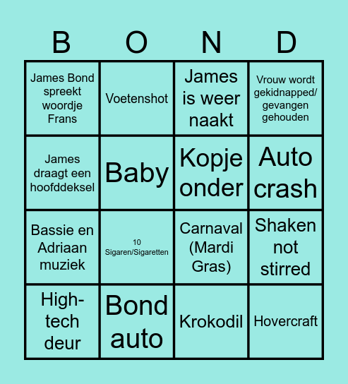 Live and Let Die Bingo Card