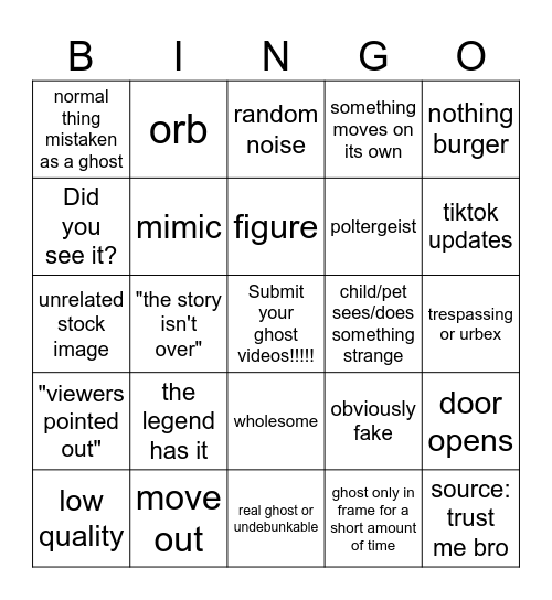 bizarrebub Bingo Card