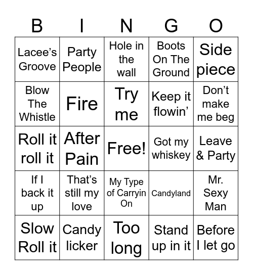 Southern Soul Bingo Card