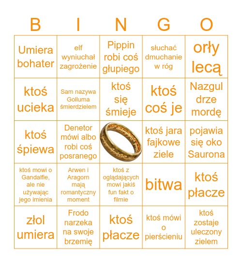 POWRÓT KRÓLA KUUUUURWA Bingo Card