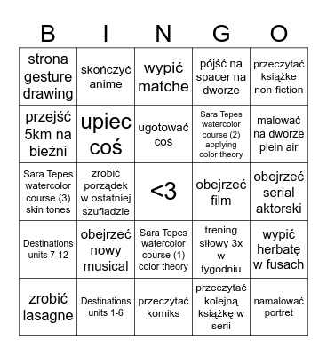 lipiec Bingo Card