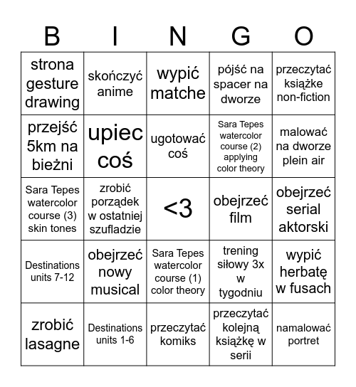 lipiec Bingo Card