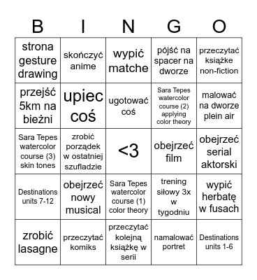 lipiec Bingo Card
