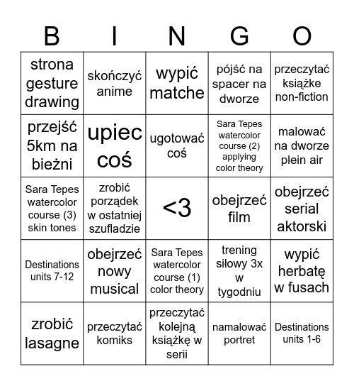 lipiec Bingo Card
