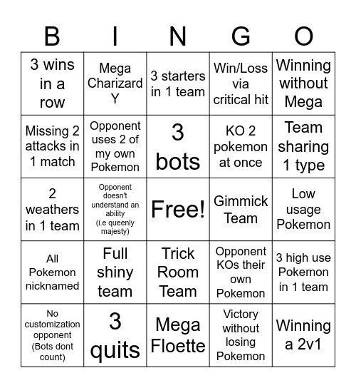 Pokemon Champions M-4 (English ver) Bingo Card