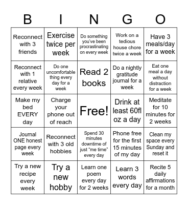 GOALS Bingo Card
