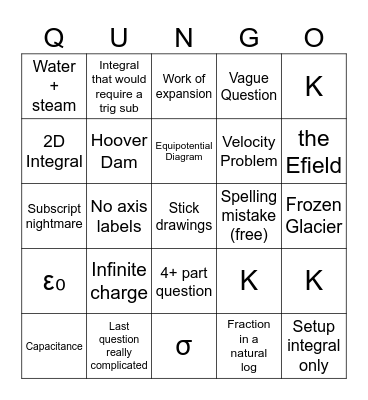 QUINGO Bingo Card