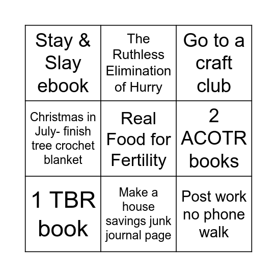 Summer Bingo Card