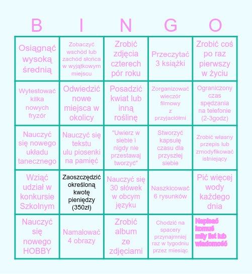 Bingo na rok 2026/2027 Bingo Card