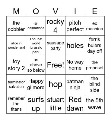 MOVIES Bingo Card