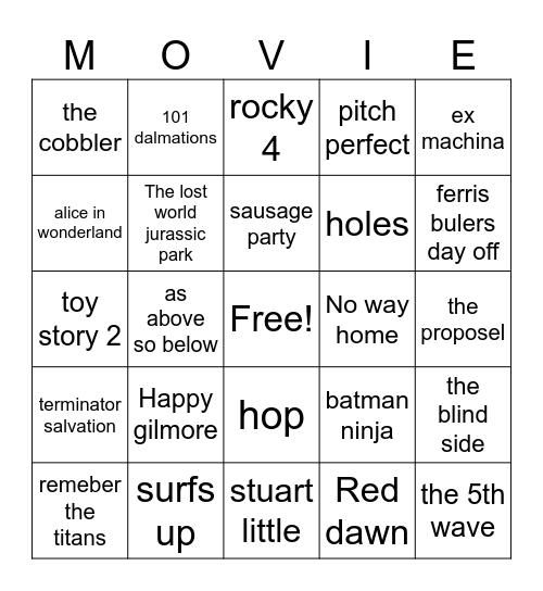 MOVIES Bingo Card