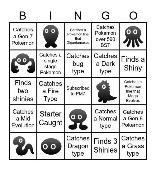 PM7 Pokemon SHapes! Bingo Card