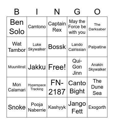 Courageous Star Wars trivia #2 Bingo Card