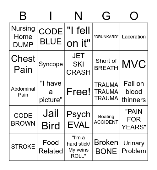 ER BINGO Card