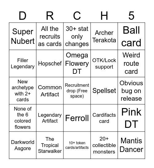 Undercards Deltarune Chapter 5 Update Bingo Card