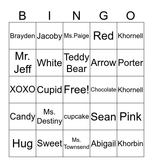 Scope Valentine's Bingo Card