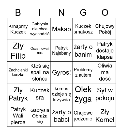 Grecja Bingo Card