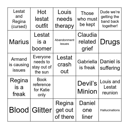 TVL Bingo Card