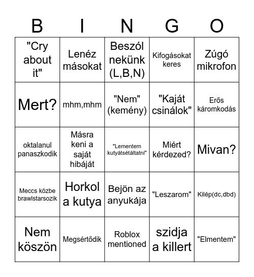 Dave bingó Bingo Card
