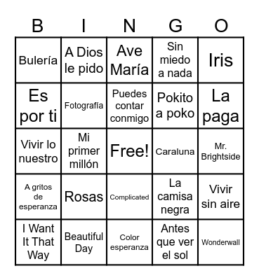 BINGO MUSICAL Bingo Card