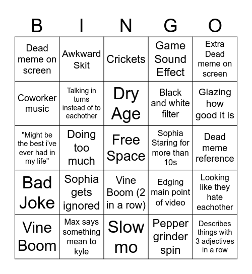 max the meat guy Bingo Card
