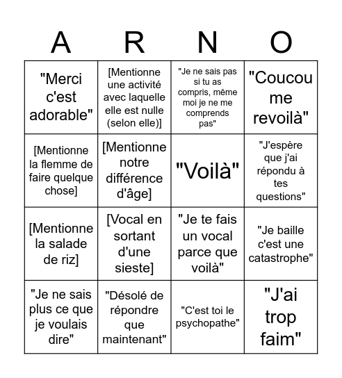 OKSANA BINGO Card
