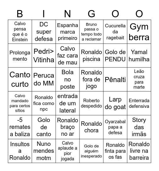 Bingo Portugal Bingo Card