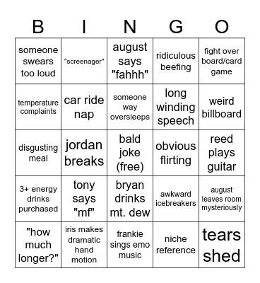 mission trip bingo! Bingo Card