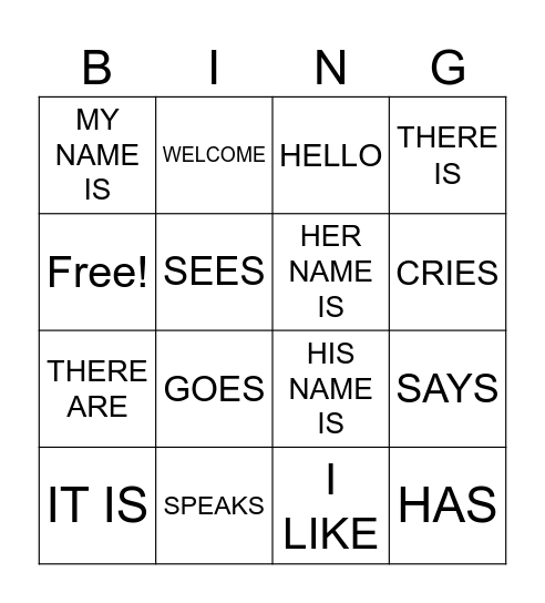 LA IGUANA VOCABULARIO Bingo Card