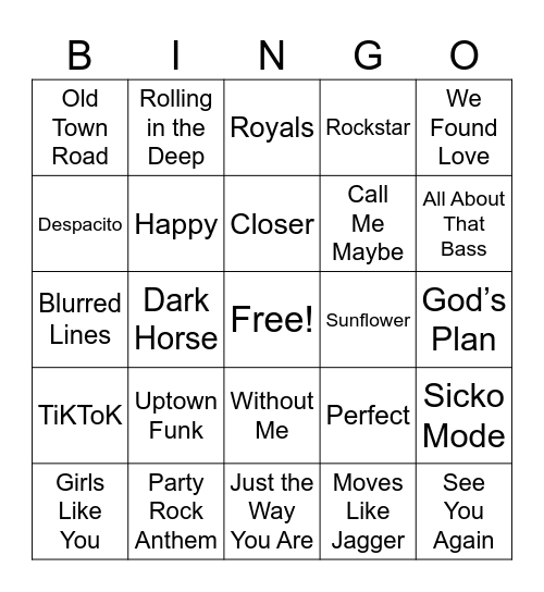 Music Bingo Card