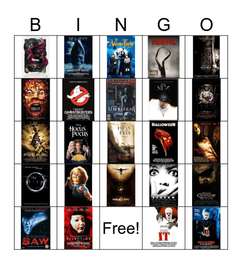 halloween movies Bingo Card