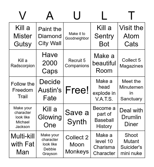 Fallout 4 BINGO Card