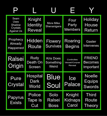 Deltarune Chapter 6 Bingo Card