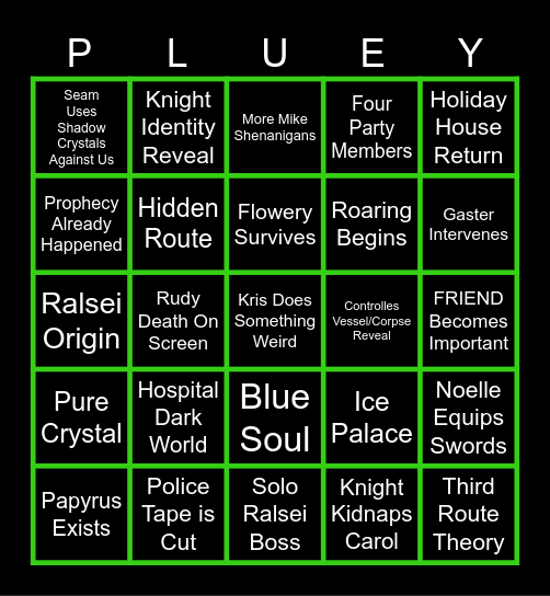 Deltarune Chapter 6 Bingo Card