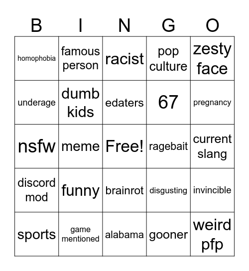 Screenshots out of context Bingo Card