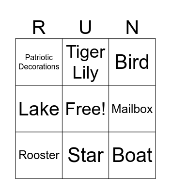 Beadle Lake Run Bingo Card