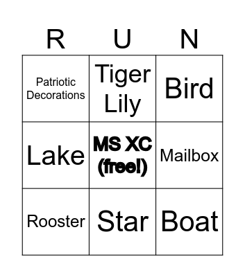 Beadle Lake Run Bingo Card