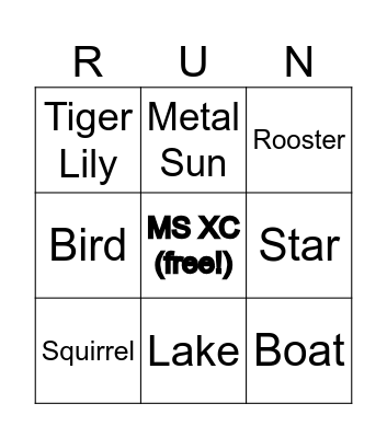 Beadle Lake Run Bingo Card