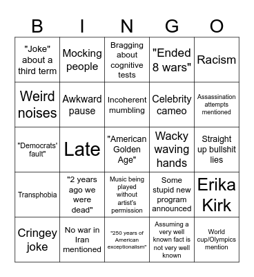 Trump Bingo Card