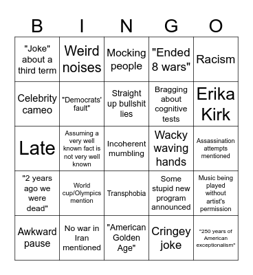 Trump Bingo Card