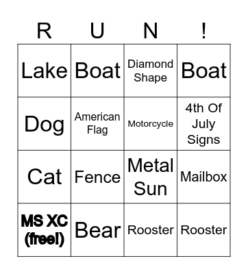 Beadle Lake Run Bingo Card