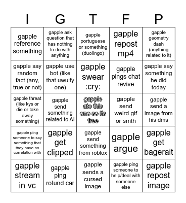 wizard/gapple bingo Card