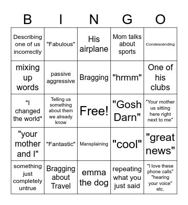Papaw Bingo Card
